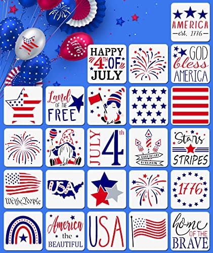 40PCS Hazafias Stencil Festés, Fa, Újrafelhasználható július 4-Sablonok Közé Csillagok,/Teherautó/Térkép/Gnome/Amerikai Zászló Stencil
