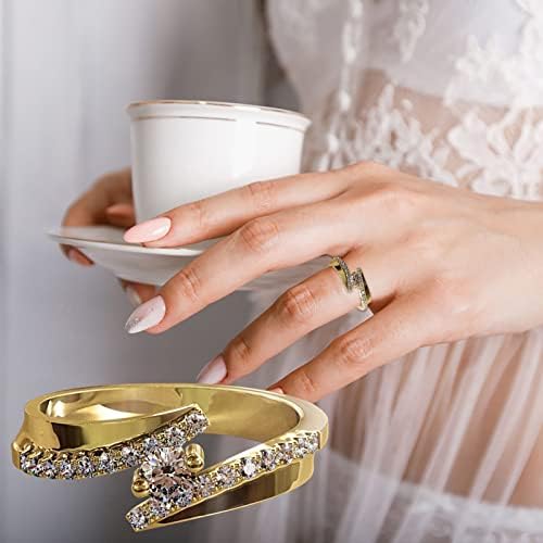 Eljegyzési Kerek Vágott Zircons Nők Esküvői Gyűrű, Ékszerek, Gyűrűk, a Nő Teljes Gyémánt Női Gyűrű Gyémánt Gyűrű, Gyűrűk, Gyanta