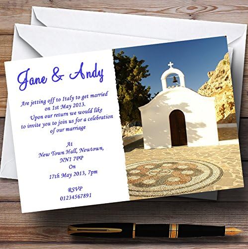 A St Pauls Lindos, Rhodes, Személyre Szabott Esküvői Meghívók