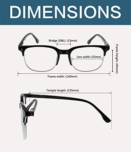 BLUELESS Félig felni Olvasó Szemüveg, a Nők 4-Pack Design Olvasók