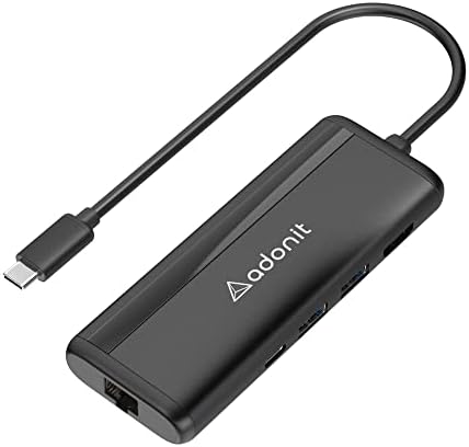 Adonit Fészek 7-in-1 USB Hub-C Adapter Adapter, USB-C PD 100W, 4K 60Hz HDMI, 1000Mbps Ethernet -, USB-A 3.0 Slim Design, MacBook