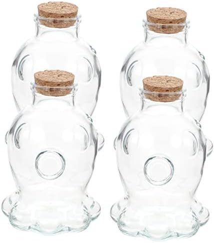 Cabilock 4db DIY Üveg, üvegeket Tiszta Edénybe Candy Konténerek Mini Üzenet Üveg Parafa Gyöngy Konténerek, Műanyag, Parafa