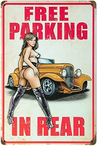 ERLOOD Ingyenes Parkolás A Hátsó Pin-up Girl Autó Retro Klasszikus Dekor Adóazonosító Jel 12 X8 Cm