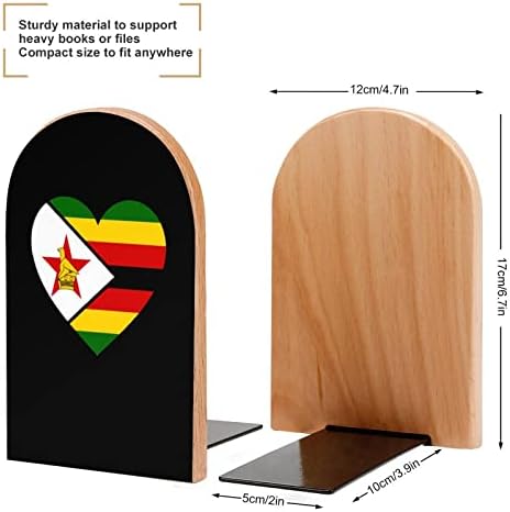 A szerelem Zimbabwe Szív Festmény Fa Bookend Dekoratív Nem csúszós a Könyv Végén 1 Pár 7x5 Inch