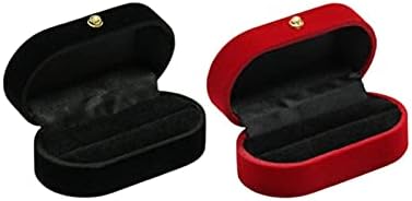 Smink Szervező Hordozható Dupla Gyűrű Ékszer Doboz Ajándék Doboz Női Esküvői Gyűrű Box Tároló Doboz (Szín : Fekete) (Piros b)