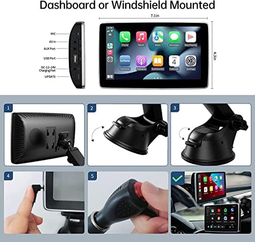 DriveLink Legújabb Hordozható Autós Játék Képernyőn a Vezeték nélküli Apple Carplay, Android Auto, AirPlay, AutoLink - 2023 Dash Mount