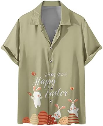 Húsvéti Ingek Férfiak számára Aranyos Grafikus T-Shirt Rövid Ujjú Hajtóka Póló Felső Hawaii Blúzok Plus Size Strand Pullovers