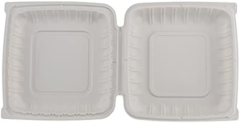 TIYA Kagyló Élelmiszer-Konténerek - Fehér Tömeges 150 Csomag, 8x8in. - BPA Mentes Műanyag-Menj Tároló Konténerek - Mikrózható Csuklós Étterem