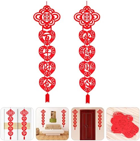 BESPORTBLE Kínai Hagyományos Esküvői Dekoráció 1 Pár Kínai Karakter Veranda Alá Dupla Lóg Banner Menyasszonyi Szoba Dekoráció Kínai Esküvői