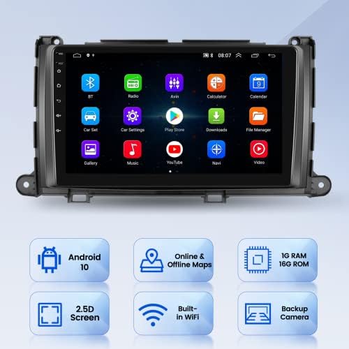 9 hüvelykes Android 10 Autó Sztereó 2011 2012 2013 2014 Toyota Sienna Rádió Érintőképernyő Autó GPS Navigációs Készülék Bluetooth