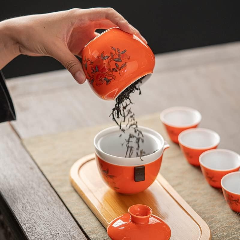 HOUKAI Pot Négy Csésze Szűrő Bélés Hordozható Utazási Teás Készlet