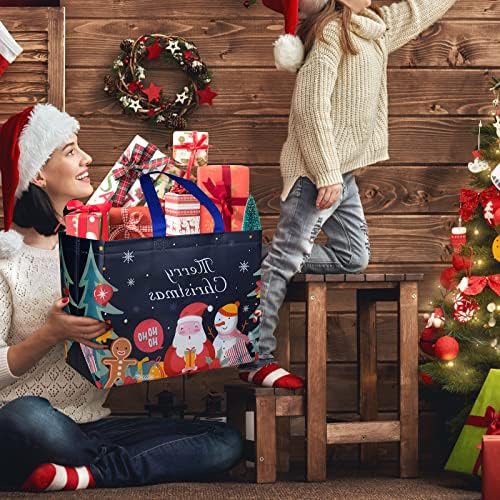 SUNSHNO 12Pack Karácsonyi ajándékcsomagot Nagy Karácsonyi Ajándék Táskák Kezeli Újrafelhasználható Karácsonyi Non-Woven Zsák Bevásárlás Göngyölegek