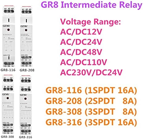 PIKIS GR8-316 Kapcsoló Relé Köztes Kiegészítő Relé Relé 16A 3SPDT RELÉK 12VDC 24VDC 230VAC (Méret : GR8-316-ACDC12V)