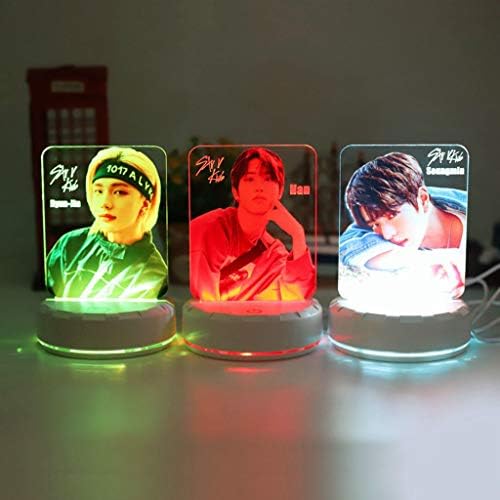 KPOP Kóbor Gyerekek Éjszakai Fény Seungmin Bangchan Changbin Hyunjin Színes Akril LED Éjjeliszekrényen asztali Lámpa