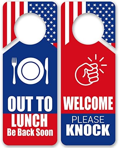 Ebédelni Kilincs Fogas Alá Üdv Kérjük, Kopogjon az Ajtón Tábla Amerikai Zászló Design 3.35x 8.86-Kétoldalas 2 Csomag Otthon, Ház, Iroda,