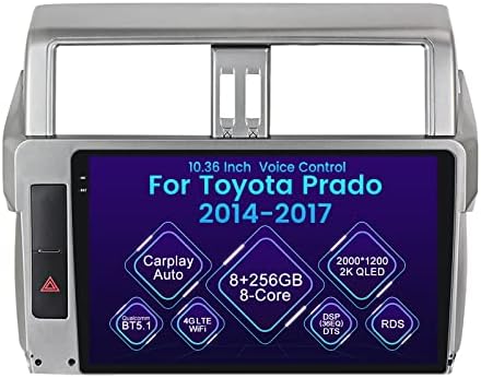 Android 10 Autó Rádió Sztereó Toyota Prado 2014-2017, Biorunn 10.36 colos GPS Navi Octa-Core hangvezérlés Carplay Android Auto, 2K QLED