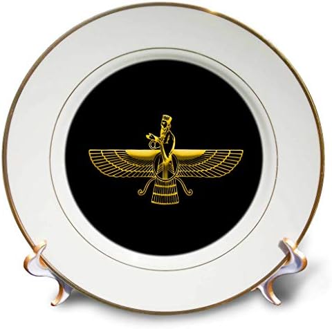 3dRose Faravahar Zoroastrianism vallás szimbóluma, sárga, fekete ajándék, 8 Colos