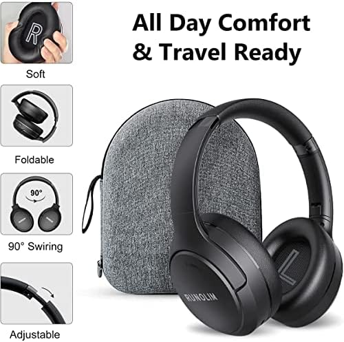 Hibrid Aktív zajszűrő Fejhallgató, Vezeték Fül Bluetooth Fejhallgató Mikrofonnal, 100H Játékidő, Összecsukható Fejhallgató HiFi Audio,