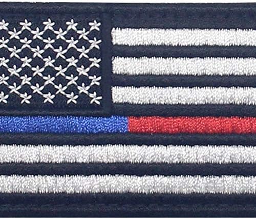 Az USA-ban, Vékony, Kék, majd Piros Vonal Amerikai Zászló Javítás Hímzett Morál Applied Rögzítő Horog & Hurok Jelkép