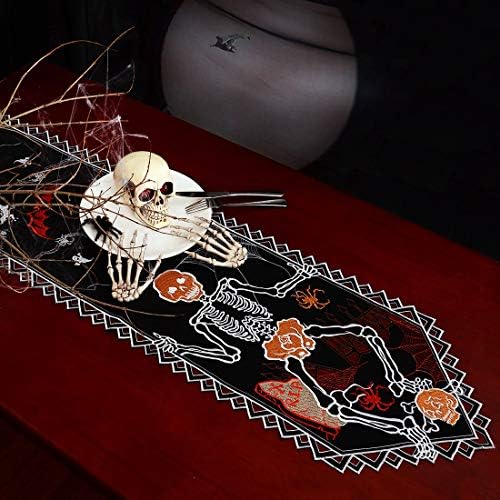 Simhomsen Hímzett Kísérteties, Ijesztő Csontváz asztali Futó Halloween (14 × 54 cm)