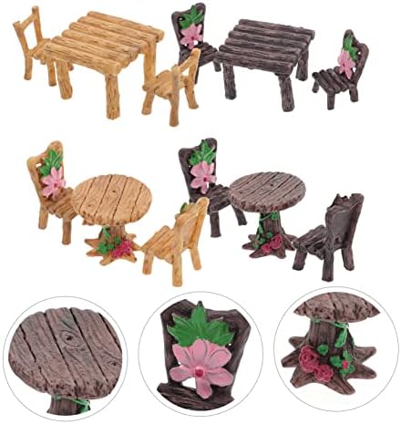 Cabilock Micro Asztal, Szék Meghatározott Cupcake Toplisták Kis Asztal, Szék Meghatározott Cupcake Dísz 4sets Micro Kerti Dísz Mini