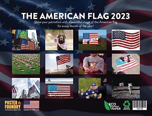 Amerikai Zászló, Naptár 2023 Havi Falra Naptárak USA Büszkeség Hazafias Inspiráló Fotót Nagy Tervező 24 Hónap - Teljes 2023 Írni