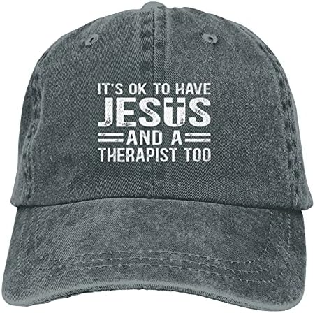 Ez Ok, hogy Jézus Egy Terapeuta Is Kap Felnőtt Állítható Klasszikus Mosott Casquette Farmer Sapka Kalap Kültéri