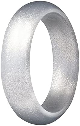 2023 Új Szilikon Gyűrű 5.7 mm Széles Gyűrű Jóga Gyűrű Sport Gyűrű, Gyöngy, Fényes, Szilikon Gyűrű Sorozat Ctr Gyűrűk Nők számára (Ezüst,
