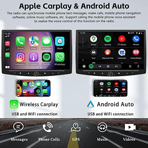2+32G Egységes Din Autós Sztereó, 10 hüvelykes Android 11 Érintőképernyő Rádió Apple Carplay Android Auto Egységes Din fejegység, WiFi, Bluetooth,