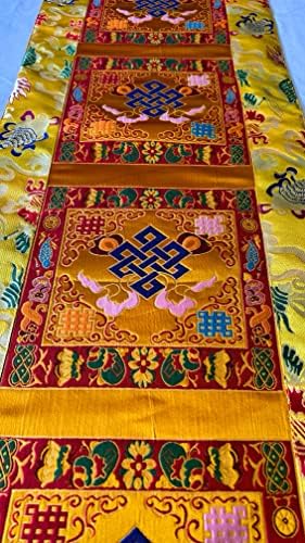 Tibeti Buddhista Nagy, Sárga Végtelen Csomó Selyem-Brokát Szentély/asztalterítő/cloth/futó/196 Cm
