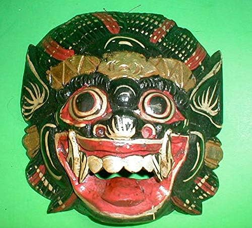 Emerald City Behozatal Bali Hindu Raksaksa Maszk Vízköpő Démon Kézzel Faragott Kis 8.5x8 centi Barna, VÖRÖS, Fekete VAGY Fehér