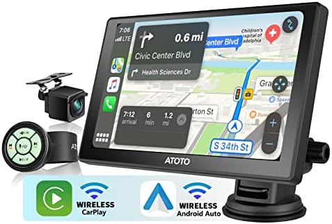 ATOTO P8 Hordozható, Vezeték nélküli, Carplay Autó Hifi, Vezeték nélküli Android Auto, 7 QLED Ragyogás-Elnyomja Érintőképernyő