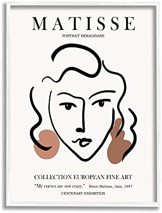 Stupell Iparágak Görbék Nem Őrült Matisse Kiállítás Nő Arcát Vonalak, Design by Ros Ruseva