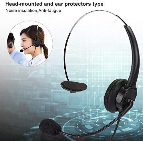 ASHATA M Ugast MonoEar Fejhallgató,USB HeadMounted Headset zajszűrős PC Gaming Headset PU Bőr Fülvédő,a Desktop/Notebook/Számítógépek