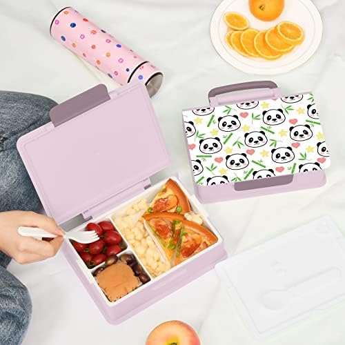 MCHIVER Cuki Panda Bento Box Felnőtt Ebéd Doboz Kezelni Hordozható Gyerekek Ebéd Tartály Kanalat, Villát, Szivárgásmentes Bento Dobozok Óvoda