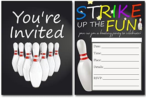 Bowling Szülinapi Meghívókat, a Lányok, Fiú, Töltse ki A Pályázati Készlet 20 Borítékok Fél Felkéri Kártya Gyerekeknek, Születésnapi