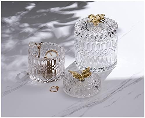 PDGJG Európai Stílusú Pillangó üvegedénybe Candy Jar Háztartási Ékszerek Vatta Doboz Ékszer Tároló Üveg Asztali Dekoráció, Dísztárgyak (Szín