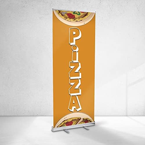 BANNER BUZZ LÁTHATÓVÁ Pizza Behúzható Roll Up Banner Állítható Állvány - Függőleges Jel tartó Beltéri-Kültéri Bolt Események