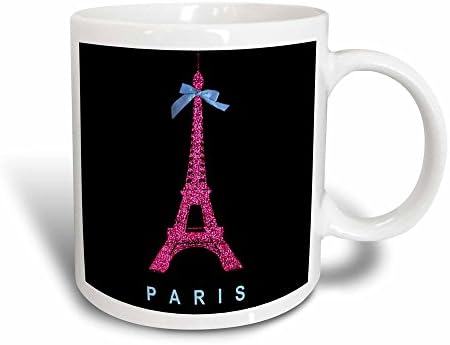 3dRose Forró Rózsaszín Párizsi Eiffel-Torony Franciaországból lányos kék szalag íj -... - Bögrék (mug_112908_1)