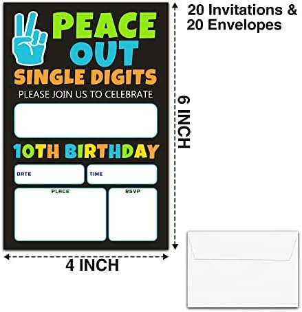 YSTEP 10 Szülinapi Meghívókat, 20 Meghívni Kártyák Borítékok, 4x6 Béke Egyetlen Számjegy Szülinapi Bulira Hív - A11