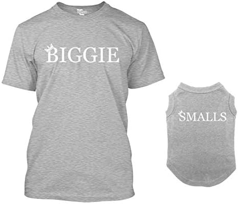 Biggie/Smalls Megfelelő Kutya Póló & Tulajdonosa Póló (Világos Szürke, Nagy Férfi/X-Nagy Kutya)