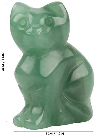 Macska Kőből Faragott, Kézzel készített Kő Macska, Fényes, Természetes Színű, Mini a Barátom Családi(Zöld hydrogrossular)