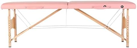 Dió Masszázs Asztal, Ágy, 2 Részre Összecsukható Bükk Láb 186x60x60CM Állítható Magasságú Sokoldalú, Hordozható Rózsaszín/Fehér (Szín