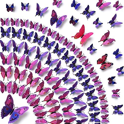 Amaonm® 60 Db 5 Csomagok Gyönyörű 3D-s Pillangós Fali Matricák Cserélhető DIY Otthon Dekoráció Art Dekor, Fali Matricák & Falfestmények