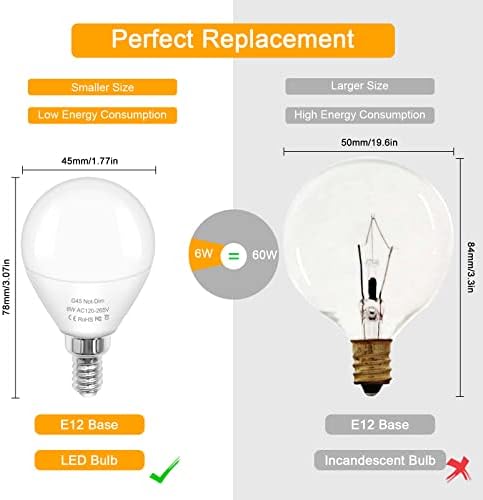 LFLAMPON E12 Gyertyatartót LED Izzók 60 Watt Wquivalent Meleg Fehér 3000K Edison-Izzó G14/G45 6W 700 Lumen Lámpa AC 120V Nem Szabályozható