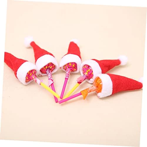 Tofficu 50pcs karácsonyi ajándéknak Candy Mini Nyalóka, Cukorka Fedezze Karácsonyi Kalap Tömeges Boros Üveg Cilinder Kalapot