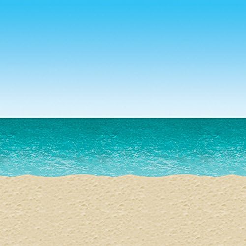 Beistle Nyomtatott Műanyag Ocean & Sandy Beach Fotó Hátteret Nyáron a Trópusi Fotózás Hátteret Luau Parti, 4' x 30', Kék/Homok