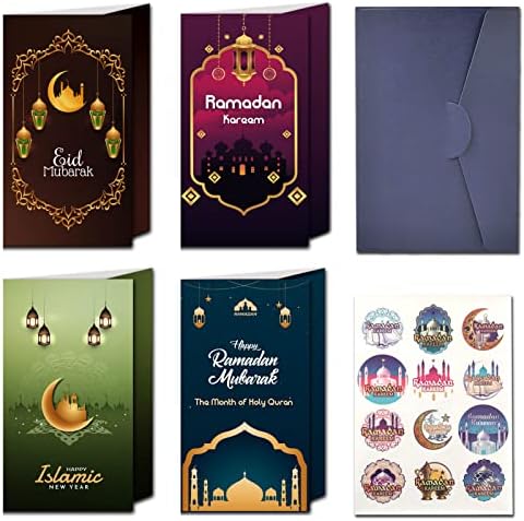 PopManko 12 Pack Eid Mubarak Pénzt Borítékok, Ramadan Eid Pénzt Borítékok Készpénz, Eid Üdvözlő Kártyák Borítékok, Muzulmán Ünnep a Ramadán