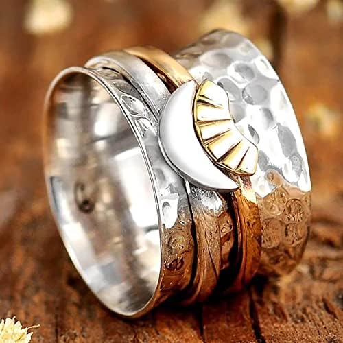 A Nők Ékszerek Gyűrűk Hold Forgatható Megfelelő Gyűrű Női Dekompressziós Szélessávú Szorongás Gyűrűk Mutatják Személyiség Gyűrű Szorongás