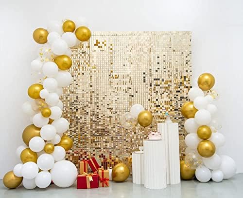 Kate Négyzetméter Fény Arany Flitter falpanelek Shimmer Fal Szülinapi Buli Háttér Dekoráció (Csomag 12)